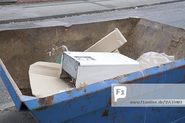 Skip full of rubbish during building work