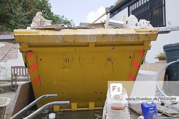 Skip full of rubbish during building work