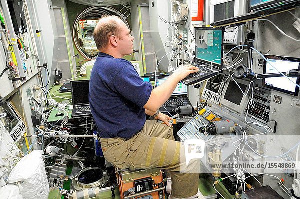 Russian cosmonaut Oleg Kotov Expedition 38 commander practices manual docking techniques with the TORU or telerobotically operated rendezvous system in the Zvezda Service Module of the International Space Station in preparation for the docking of the Progress 53 spacecraft. Kotov using the Simvol-TS screen and hand controllers could manually dock the Progress to the station in the event of a failure of the Kurs automated docking system. The Progress 53 craft is scheduled to complete its automated docking to the aft port of Zvezda at 5:28 p.m. (EST) on Nov. 29.