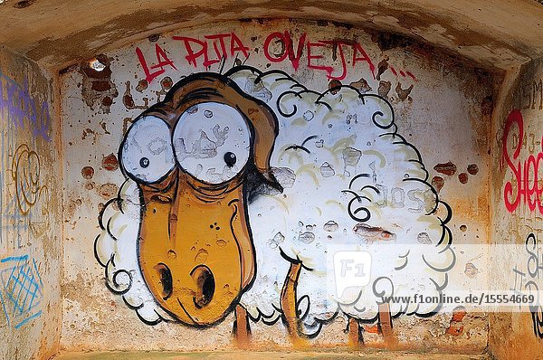 Grafiti on the ruins of the La Esmeralda mine. C?ceres. Extremadura. Spain