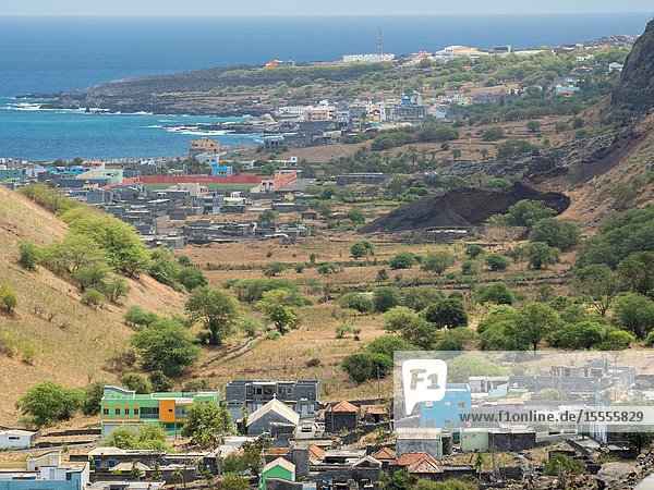 Town Mosteiros in the north of the island Fogo Island (Ilha do Fogo) part of Cape Verde in the central atlantic.