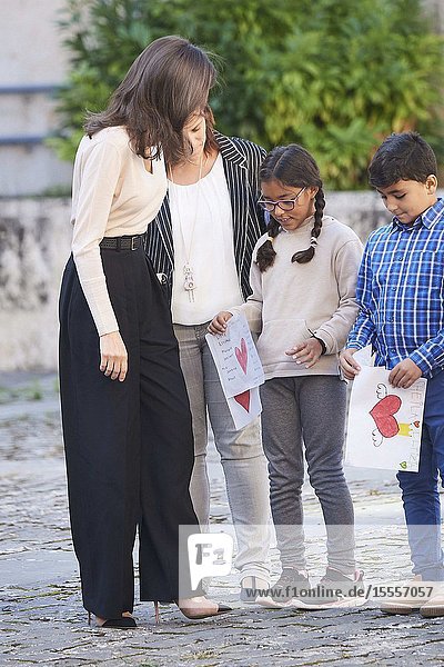 Queen Letizia of Spain attends the Opening of the 14th International Seminar on Language and Journalism 'Spanish and machines: Language ethics and Journalism' at Monastery of Yuso on October 3 2019 in San Millan de la Cogolla Spain