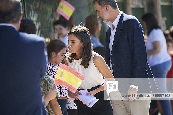 King Felipe VI of Spain Queen Letizia of Spain visit Orihuela (Alicante) after the September floods on October 5 2019 Spain