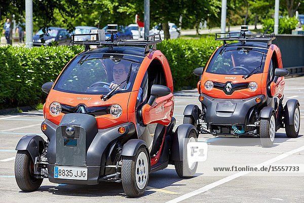 Twizzy electric vehicle Researchers work in two electric cars the first one piloted manually and the second one will follow it completely autonomously taking into account at all times the behavior of car 1 to manage its maneuvers Industry Unit Automotive Industry Technology Centre Tecnalia Research & Innovation Derio Bizkaia Basque Country Spain