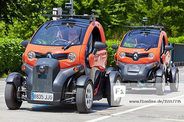 Twizzy electric vehicle Researchers work in two electric cars the first one piloted manually and the second one will follow it completely autonomously taking into account at all times the behavior of car 1 to manage its maneuvers Industry Unit Automotive Industry Technology Centre Tecnalia Research & Innovation Derio Bizkaia Basque Country Spain