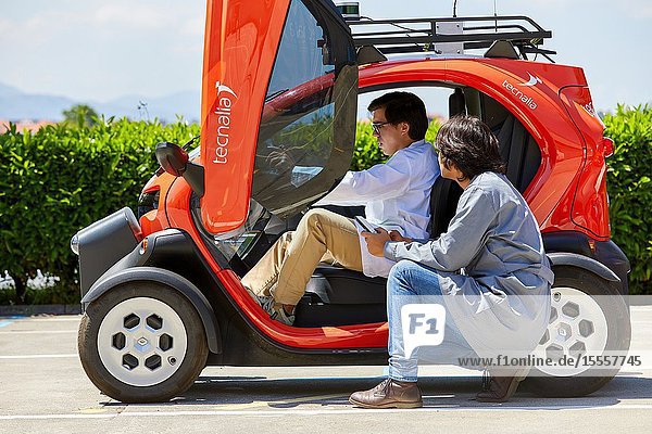 Twizzy electric vehicle Researchers work in two electric cars the first one piloted manually and the second one will follow it completely autonomously taking into account at all times the behavior of car 1 to manage its maneuvers Industry Unit Automotive Industry Technology Centre Tecnalia Research & Innovation Derio Bizkaia Basque Country Spain