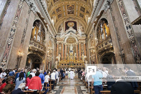 Catholic religious ceremony The Church of Gesù Nuovo Piazza del Gesù Nuovo square Naples city Campania Italy Europe.