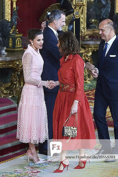 King Felipe VI of Spain Queen Letizia of Spain attended Reception for The National Day at Royal Palace on October 12 2019 in Madrid Spain