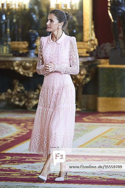 King Felipe VI of Spain Queen Letizia of Spain attended Reception for The National Day at Royal Palace on October 12 2019 in Madrid Spain