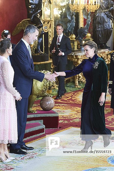 King Felipe VI of Spain Queen Letizia of Spain attended Reception for The National Day at Royal Palace on October 12 2019 in Madrid Spain