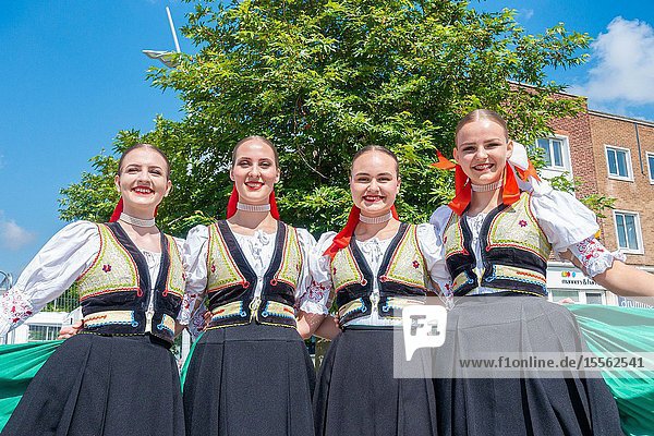Billingham north east England UK. 10th August 2019. Dancers from Slovakia performing at the Billingham International festival of World Dance now in its 55th year.