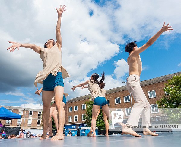 Billingham north east England UK. 10th August 2019. Dancers from South Korea performing at the Billingham International festival of World Dance now in its 55th year.