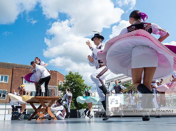 Billingham north east England UK. 10th August 2019. Dancers from Georgia performing at the Billingham International festival of World Dance now in its 55th year.