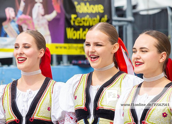 Billingham north east England UK. 10th August 2019. Dancers from Slovakia performing at the Billingham International festival of World Dance now in its 55th year.