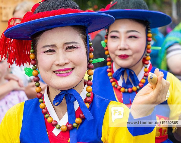 Billingham north east England UK. 10th August 2019. Dancers from South Korea performing at the Billingham International festival of World Dance now in its 55th year.