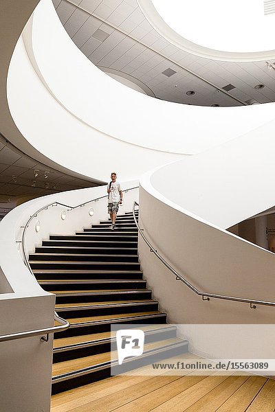 Interior spiral staircase. Museum of Liverpool. England UK.