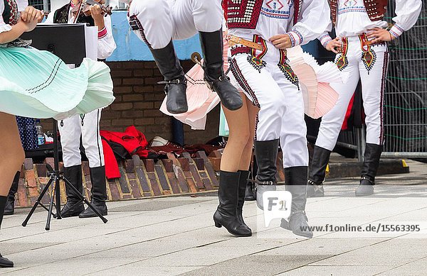 Billingham north east England UK. 10th August 2019. Dancers from Slovakia performing at the Billingham International festival of World Dance now in its 55th year.
