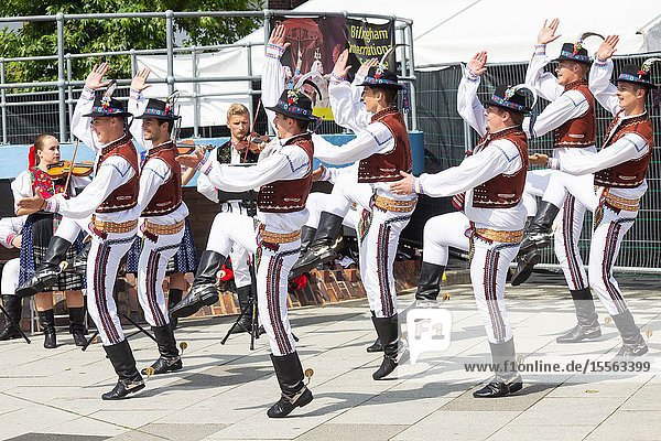 Billingham north east England UK. 10th August 2019. Dancers from Slovakia performing at the Billingham International festival of World Dance now in its 55th year.