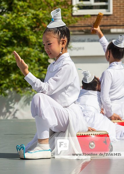 Billingham north east England UK. 10th August 2019. Dancers from China performing at the Billingham International festival of World Dance now in its 55th year.