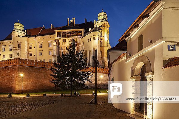 Evening at Wawel royal castle in Kraków Poland.