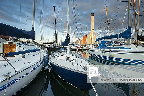 Summer sunset at Shoreham Port Southwick West Sussex England.