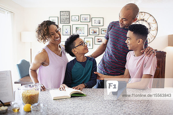 Family bonding in kitchen