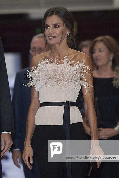 Queen Letizia of Spain attended '28th Musical Week' closing concert at Principe Felipe Auditorium on October 17 2019 in Oviedo Spain