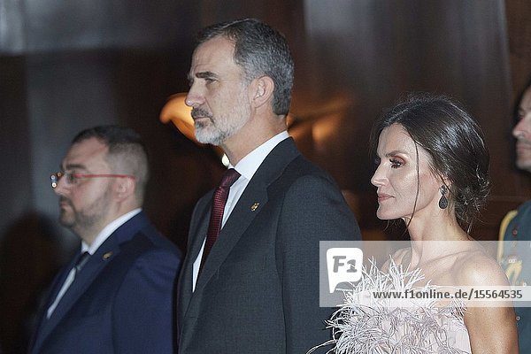 King Felipe VI of Spain Queen Letizia of Spain attended '28th Musical Week' closing concert at Principe Felipe Auditorium on October 17 2019 in Oviedo Spain