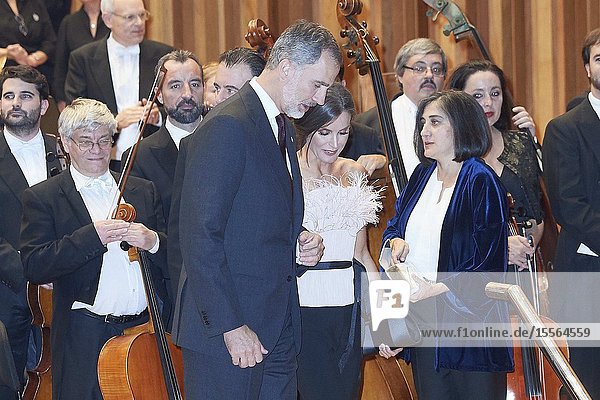 King Felipe VI of Spain Queen Letizia of Spain attended '28th Musical Week' closing concert at Principe Felipe Auditorium on October 17 2019 in Oviedo Spain