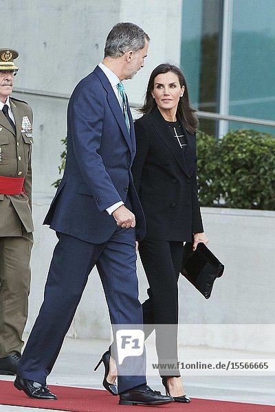 King Felipe VI of Spain Queen Letizia of Spain depart from Adolfo Suarez Madrid-Barajas Airport to Tokyo and Korea for Two Days tate Visit on October 20 2019 in Madrid Spain