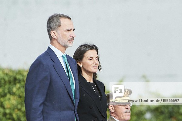 King Felipe VI of Spain Queen Letizia of Spain depart from Adolfo Suarez Madrid-Barajas Airport to Tokyo and Korea for Two Days tate Visit on October 20 2019 in Madrid Spain