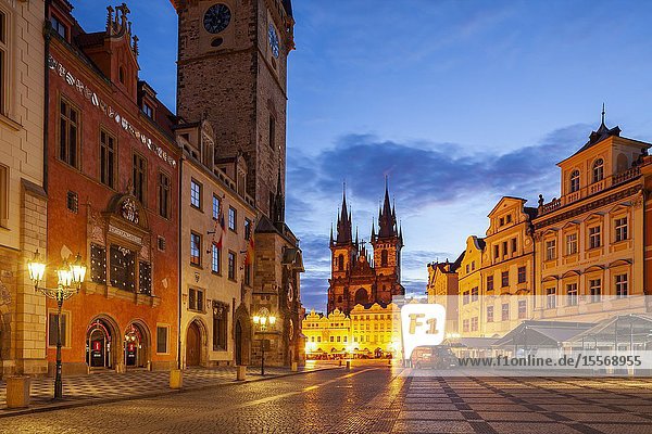 Dawn in Prague old town Czechia.
