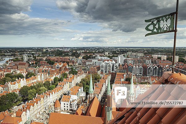A view on Gdansk old town from St Mary's basilica tower Poland.