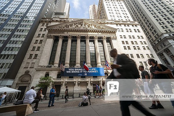 The New York Stock Exchange on Thursday August 8 2019. The exchange is flying the American and both the Texas and Ohio state flags at half-staff in respect to the mass shootings that occurred in El Paso and Dayton.