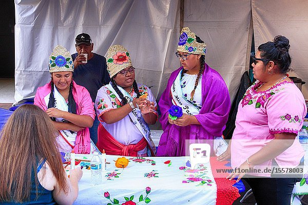 Miss Pascua Yaqui Tribe Native America women at the Tucson Meet Yourself Folklife Festival.