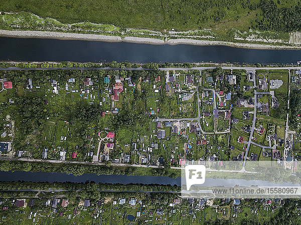 Luftaufnahme der Ladoga-Kanäle bei Shlisselburg  Russland