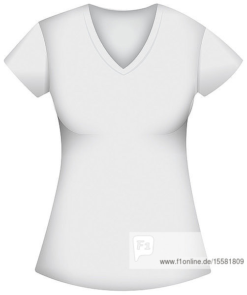 Weißes Frauen-T-Shirt vor weißem Hintergrund  Nahaufnahme