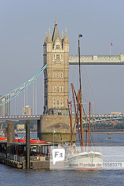 UK  London  sailing ship in front of the Tower Bridge