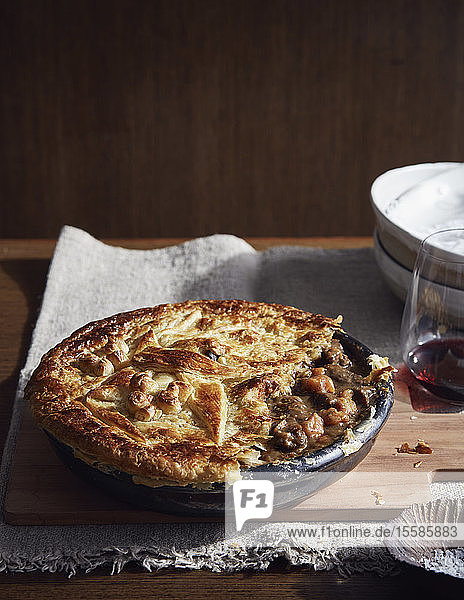 Kangaroo Burgundy pie a bush tucker dish using indigenous ingredients