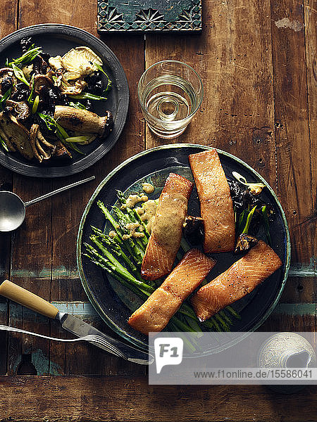 Smoked salmon horseradish and creamed vegetables