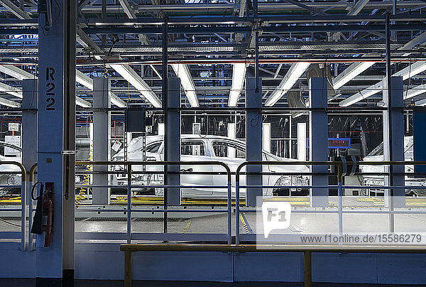 Car body on production line in car factory