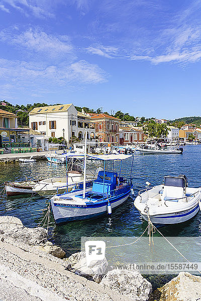 The pretty town of Gaios the main port and harbour on the island Paxos Ionian Islands Greek Islands Greece