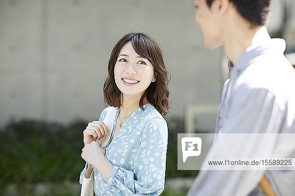 Young Japanese couple on a date