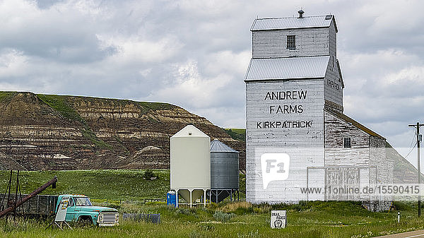 Grain elevator from Andrew Farms Kirkpatrick Kneehill County; Alberta Canada