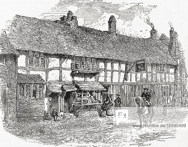 Shakespeares Geburtshaus  vor der Restaurierung  Henley Street  Stratford-upon-Avon  Warwickshire  England. Aus English Pictures  veröffentlicht 1890.