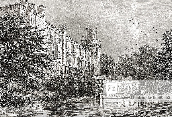 Warwick Castle  Warwick  Warwickshire  England  seen here in the 19th century. From English Pictures  published 1890.