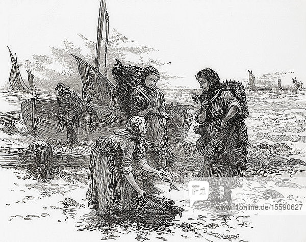 Schottische Fischfrauen im 19. Jahrhundert. Aus London Pictures  veröffentlicht 1890
