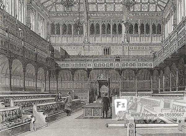 The interior of the House of Commons  Palace of Westminster  City of Westiminster  London  England in the 19th century. From London Pictures  published 1890