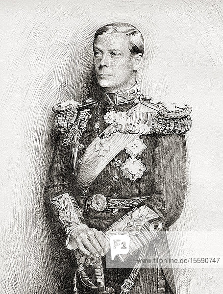Edward VIII.  1894 - 1972. König des Vereinigten Königreichs und der Dominions des Britischen Empires sowie Kaiser von Indien  vom 20. Januar 1936 bis zu seiner Abdankung am 11. Dezember desselben Jahres.