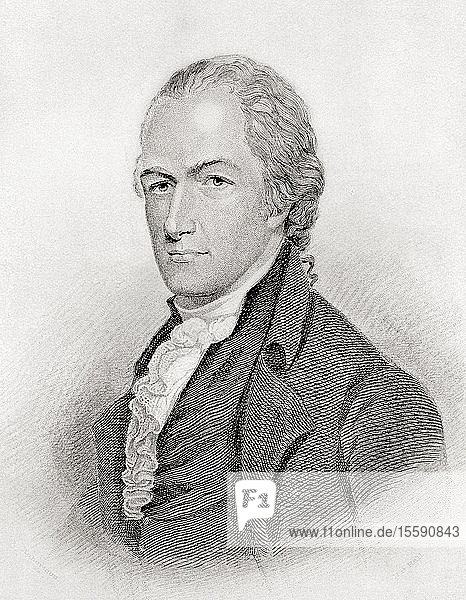 Alexander Hamilton  c.1755/ 1757 â€“ 1804. American statesman and one of the Founding Fathers of the United States. From The International Library of Famous Literature  published c.1900